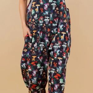 NWT LA Soul Black overalls with muchrooms
